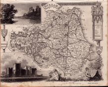 Durham Steel Engraved Victorian Thomas Moule Antique Map.