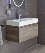 Brand New Boxed Mino 800mm Wall Hung Vanity Unit with Basin - Nebraska Oak RRP £255 **No Vat**