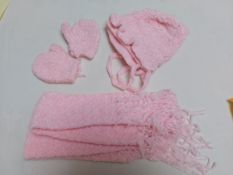 Pink and blue baby hats, scarves and gloves sets - 6 sets