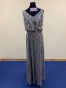 Silver evening or cruise dress in small size.