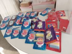 Birthday candles and badges