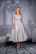 Tea length dress in platinum. Size 18