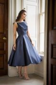 Tea length Bridal or bm dress in size 16 approx. Navy Blue