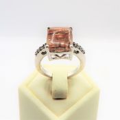 Sterling Silver 4CT Rutilated Quartz & Topaz Ring
