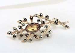 Vintage Shipton & Co Sterling Silver 2.4ct Lemon Citrine Brooch