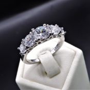 Sterling Silver Matara Diamond Ring 'New' With Gift Pouch