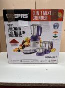 Geepas 3 in 1 Mixer and Grinder GSB44067. RRP £59.99 - GRADE U