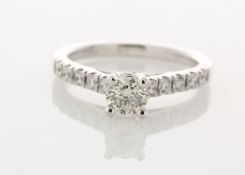 18ct White Gold Single Stone Prong Set With Stone Set Shoulders Diamond Ring (0.51) 0.91 Carats