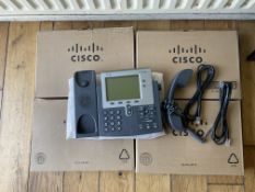 Joblot of 4 Cisco 7942 VoIP Deskphone - PoE IP Office Phone with Stand & Handset - CP-7942G