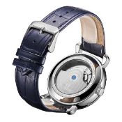 Samuel Joseph Steel & Blue Automatic Designer Mens Watch-5 Years Warranty and Free Delivery