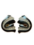 Vintage enamel art deco design earrings signed