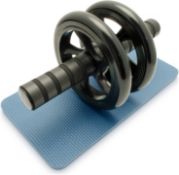 5 x Dual Ab Roller Wheel Abdominal Exercise Roller with Knee Pad Mat and Comfort Foam Handles