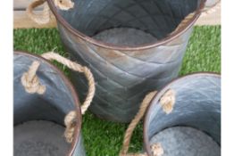 Set of 3 Rustic Buckets
