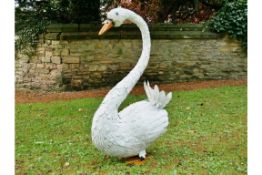 Large Metal Sitting Swan