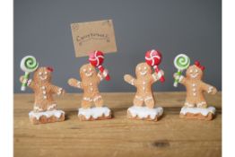 Set of 4 Gingerbread Name Card Holders