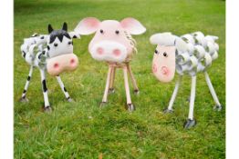 Cow Sheep and Pig Metal Garden Ornaments