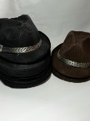 22 Black & Brown Trilby Hats - Fancy Dress