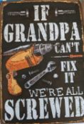 Clearance lot 2 grandpa can't fix it design metal signs