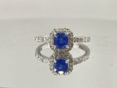Beautiful Natural Ceylon Royal Blue Sapphire With Natural Diamonds & 18k Gold