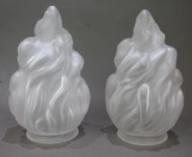Pair of Vintage Flame Form Glass Shades