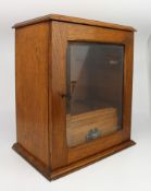 Early 20th c. Oak Glazed Table Tobacco Cabinet