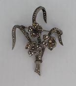 Vitage Silver & Marcasite Floral Brooch