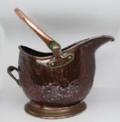 Victorian Helmet Shaped Copper Coal Scuttle