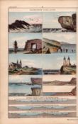 Illustrations of Sea Movements 1871 WK Johnston Antique Print.