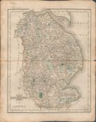 Lincolnshire John Cary 1787 Victorian Antique Hand Coloured Map.