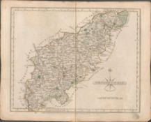 Northamptonshire John Cary’s 1787 Antique Vintage Hand Coloured Map.