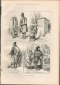 Victorian Sketches Characters of Ireland 1880 Antique Print