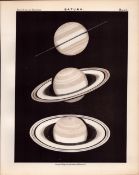 Planet Saturn Victorian 1892 Atlas of Astronomy Print 11.