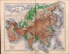 Mountains Valley of Asia Victorian 1871 WK Johnston Antique Map.