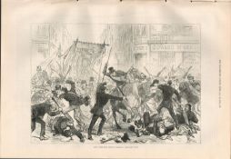 Irish Home Rule Glasgow City Centre Riots Victorian Antique 1880 Print