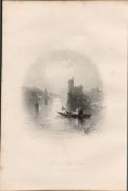 Black Rock Castle Cork 1837-38 Victorian Antique Engraving.