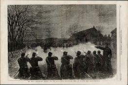 Fenian Insurrection Conflict with Police Dublin a Tallaght Antique 1867 Woodgrain Print