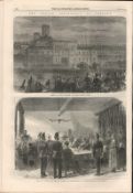Fenian Prisoners Brought to Mountjoy Prison Dublin Antique 1866 Victorian Print