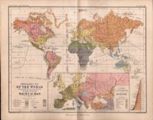 The Races Of Mankind Victorian 1871 WK Johnston Antique Chart