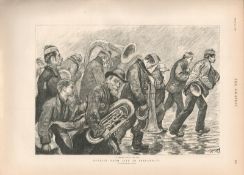 Irish Land League Marching Band Galway Victorian Antique 1888 Print