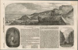 The Giants Causeway Antrim Ireland Wood Engraved 1852 Antique Print.