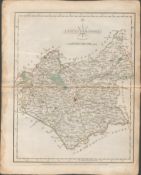 Leicestershire John Cary’s 1787 Victorian Antique Hand Coloured Map.