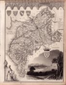 Cumbria & Lake District Steel Engraved Victorian Thomas Moule Map.