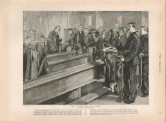 West Of Ireland Church Funeral Victorian 1888 Wood Engraved Antique Print