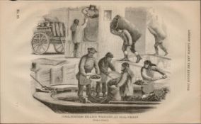 London Gang Coal Porters Antique 1864 Henry Mayhew Print.