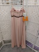 Ronald Joyce Designer Dress Size 16 In Blush Pink With Hazelnut Belt