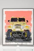 Very Large Striking Original Oil on Canvas of a 4x4
