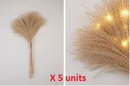 5 x Natural Artificial Pampas Grass With Lights.