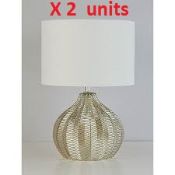 2 x Herringbone Glass Large Table Lamps 51144495