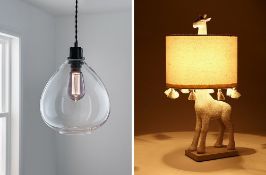 2 x Tear Drop Glass Shades 51006526. 1 x Kind Life Giraffe Table Lamp 50190314