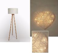 2 x Mixed Lights. 1 x Maple Effect Floor Tripod With Cream Shade 50557397. 1 x 40cm Wicker Heart...